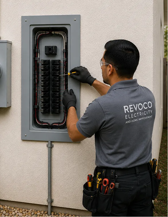 Electrician upgrading a residential electrical panel