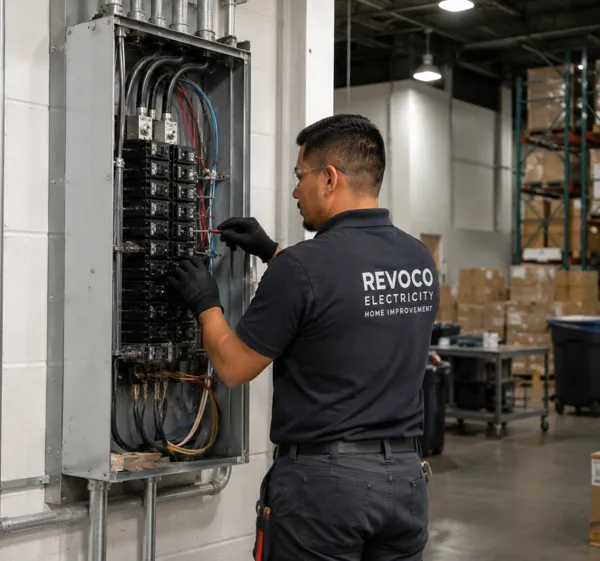 Revoco team handling electrical wiring work