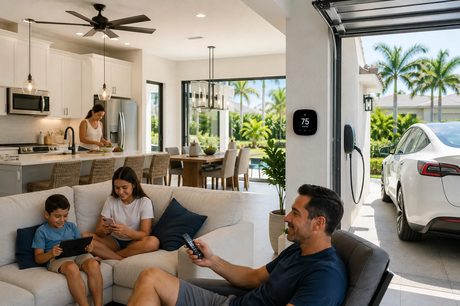 Modern Florida home under heavy summer electrical demand.