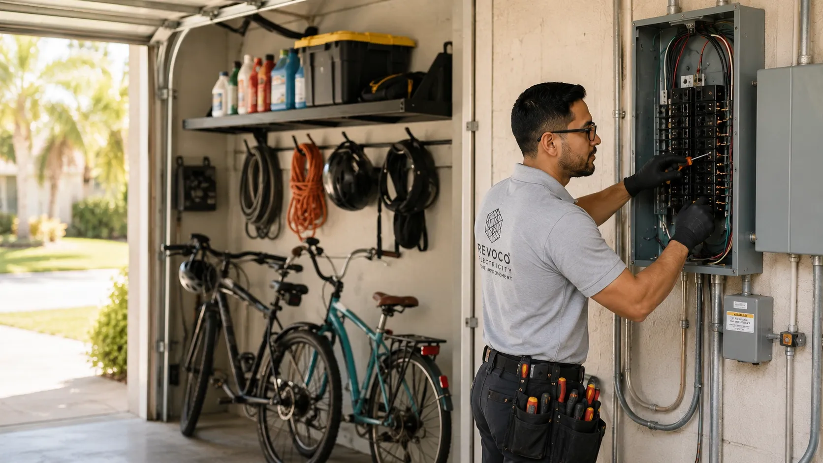 Electrician upgrading electrical panel