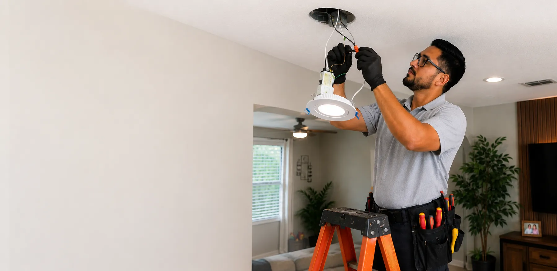 Modern recessed lighting installation in a residential space